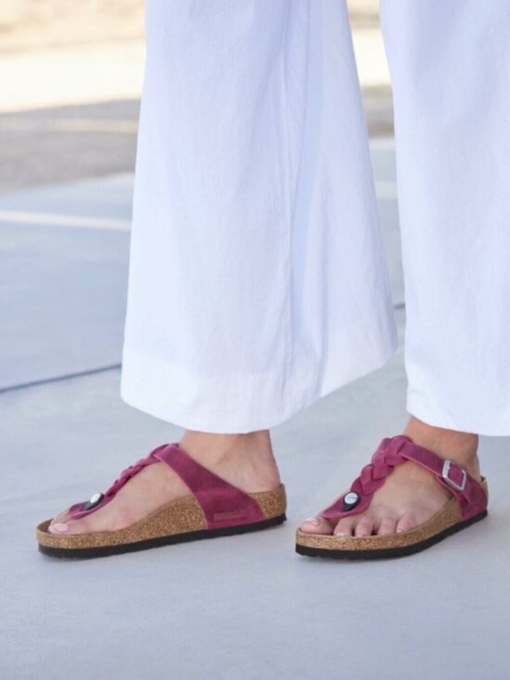 Birkenstock Gizeh Braid festival fuchsia oiled leather size Womens 7 US NWT - Picture 7 of 10